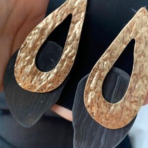 Gold and Stone Oversized Earrings